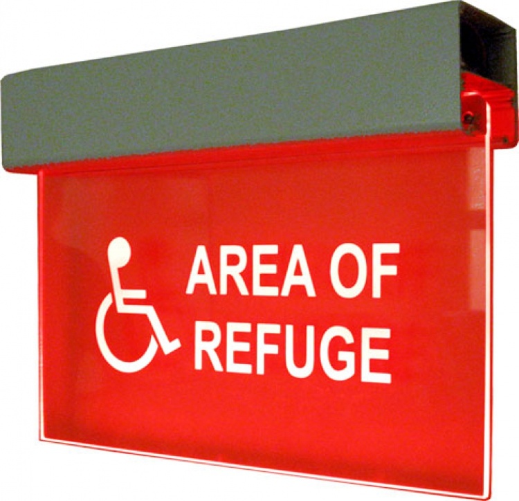 120V Led Refuge Sign-Red-Doubl. With Battery Back-Up Included - Double Sided