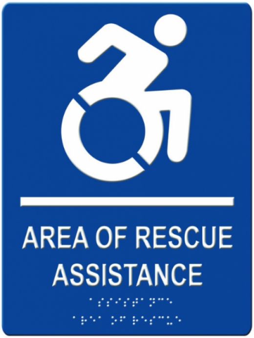 Area of Resc Wall Sign - Blue - Ny with Nys Handicapped Symbol