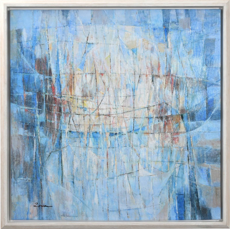 Hand Scraped Canvas Art With Frame