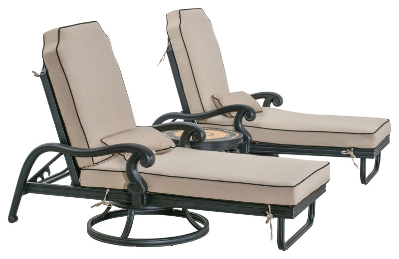 Astoria Chaise Lounge Table Set Of 3, Swivel, Outdoor, Aluminum, Bridgeton Moore Patio
