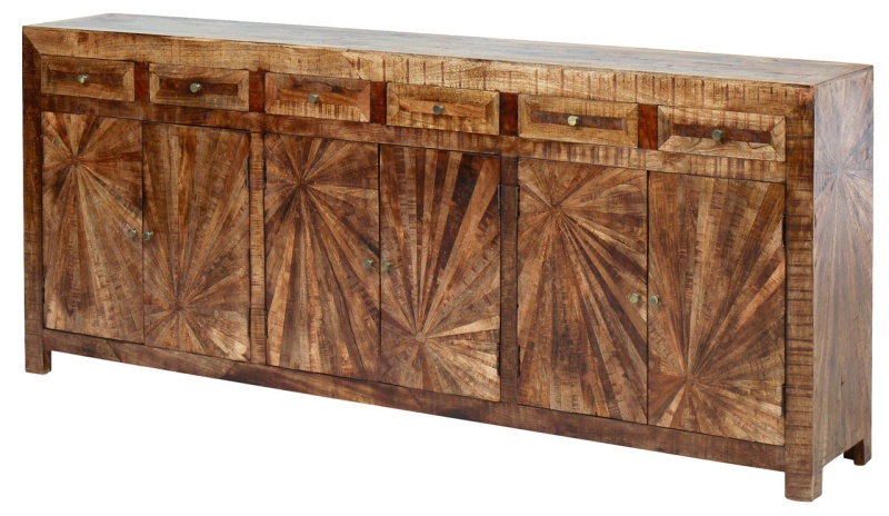 Mango Wood Solid Parquet Large Sideboard 97 Inches