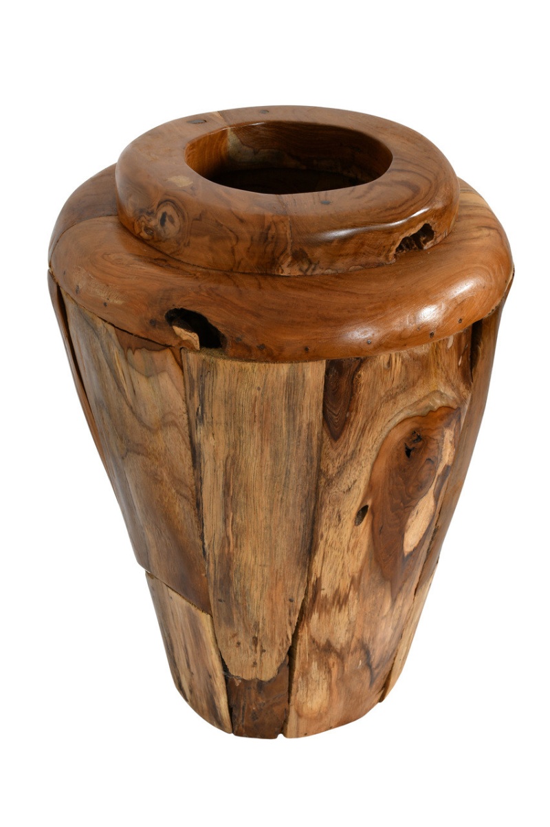 Carved Teak Vase 19 Inches
