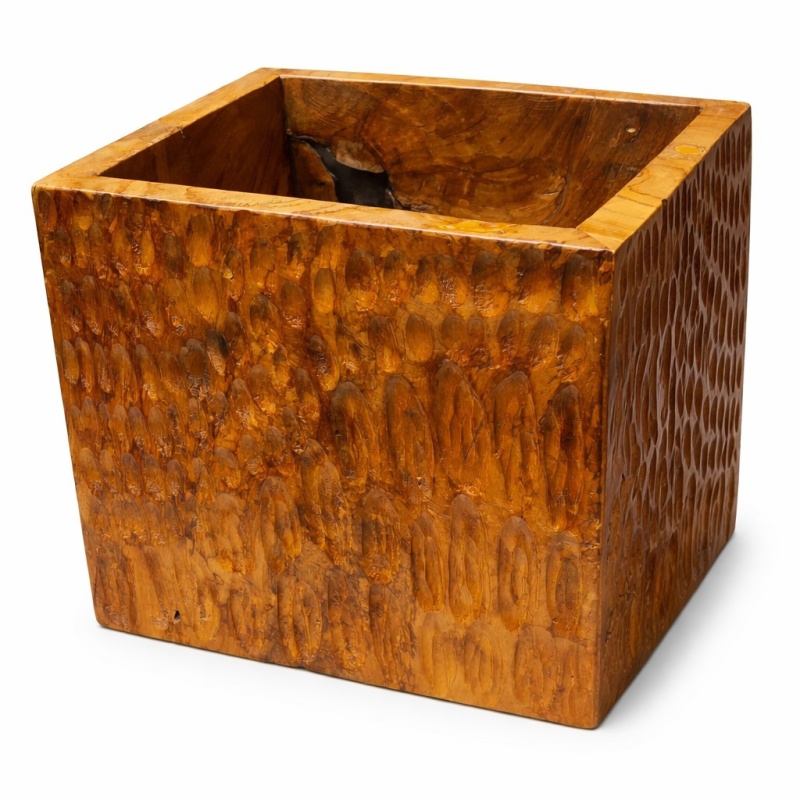 Large Teak Wood Square Planter