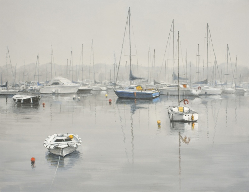 Marina Harbor In The Mist Giclee