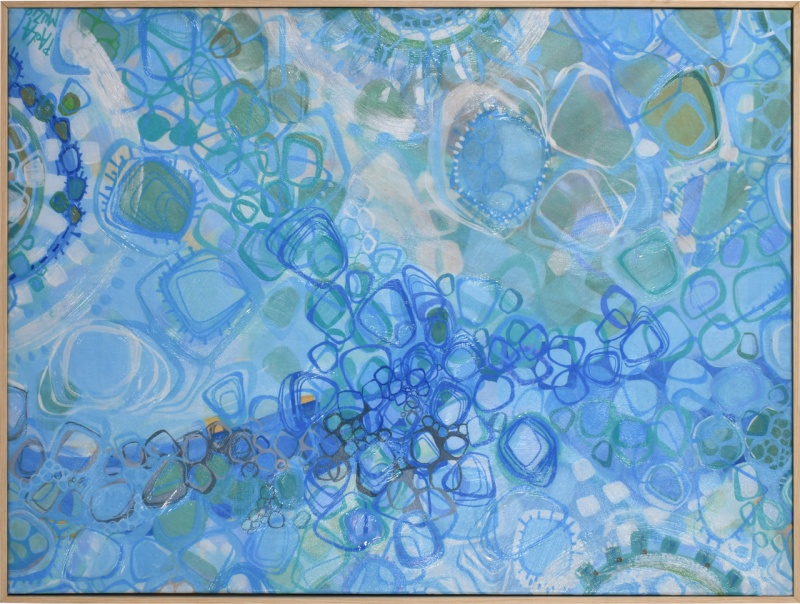 Abstract Coastal With Natural Wood Frame