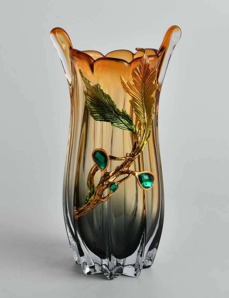 Amber Blossom Handcrafted Glass Vase