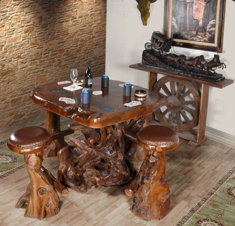Live Edge Natural Teak Bar Table Set Of 5