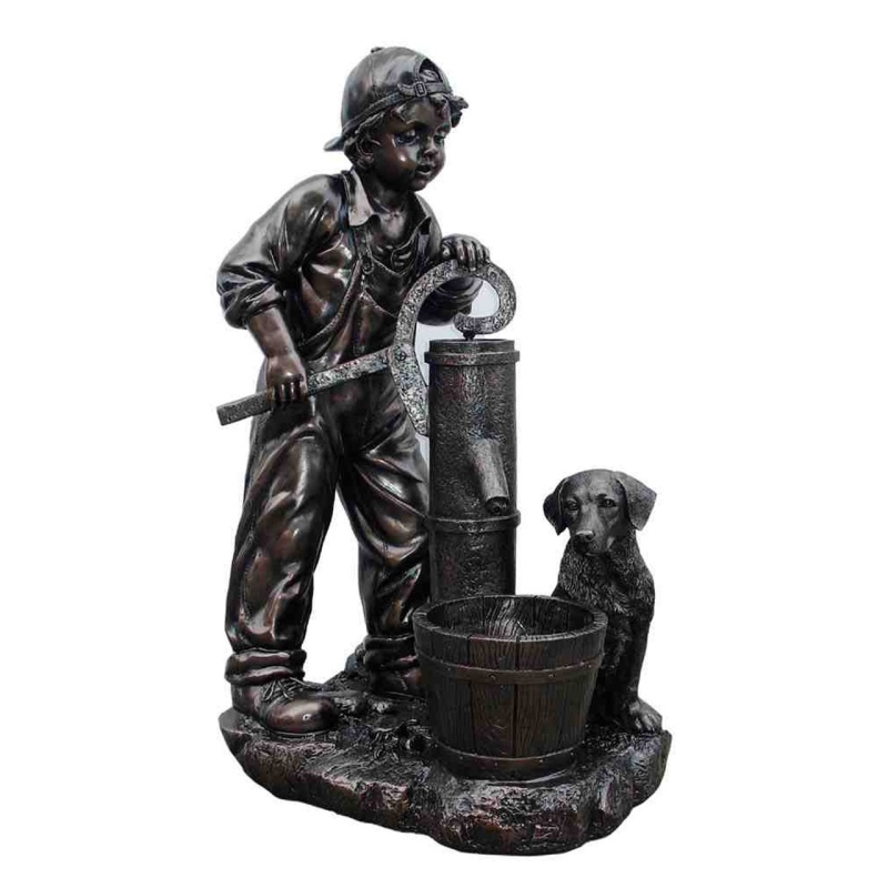 Boy Pumping Water Fountain