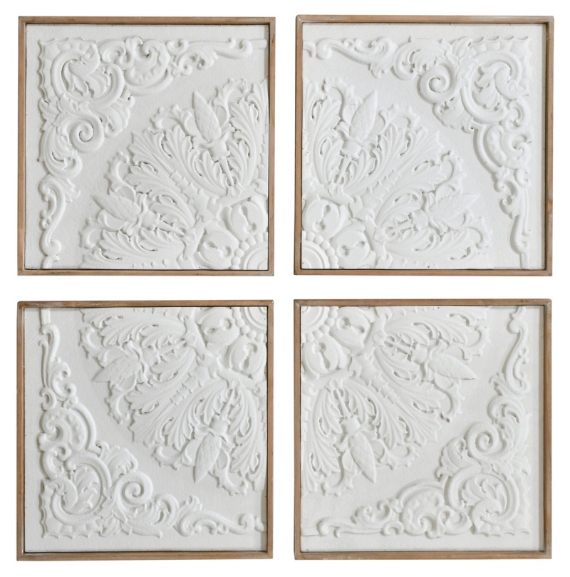 Set of 4 White Wall Panel Décor