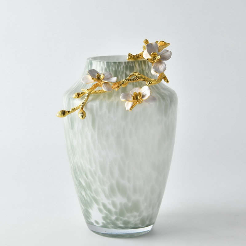 Pearl Blossom Vase With Gold Floral Branch