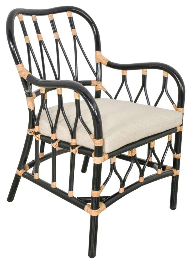 Balagi Wood Armchair With Rattan Binding