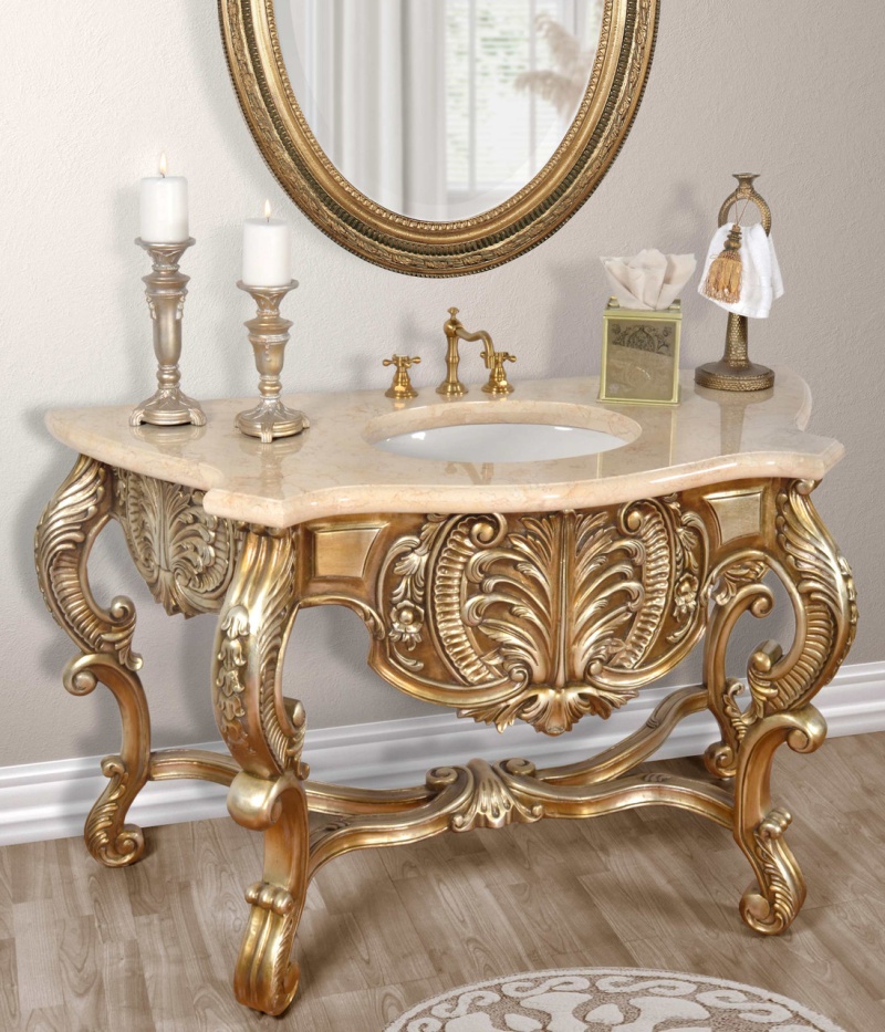 Platine Hand Carved Vanity W Sink And Creama Marfil Marble