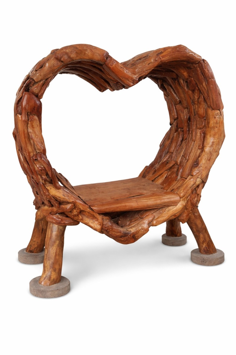 Teak Root Heart Bench