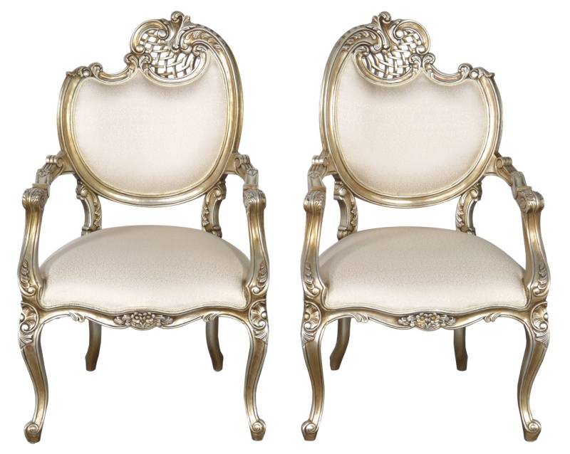 Platine Pair Of French Rococo Mahogany Fire Side Chairs