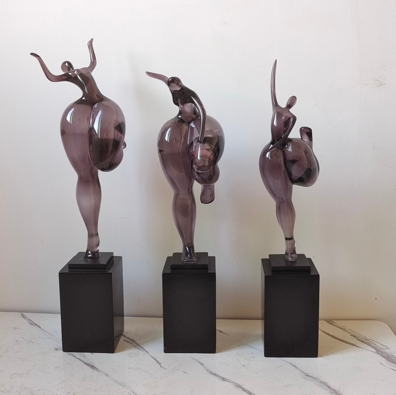 Acrylic Abstract Women On Base Set Of 3