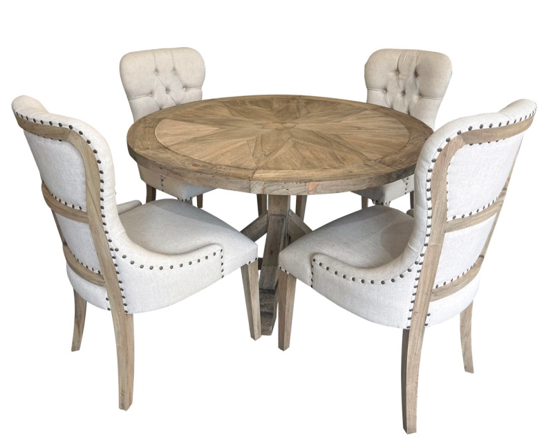 Farmhouse Diamond 48'' Round Dining Table Set Of 5
