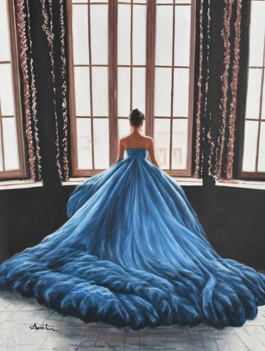 Woman In Blue Dress Giclee 36X48