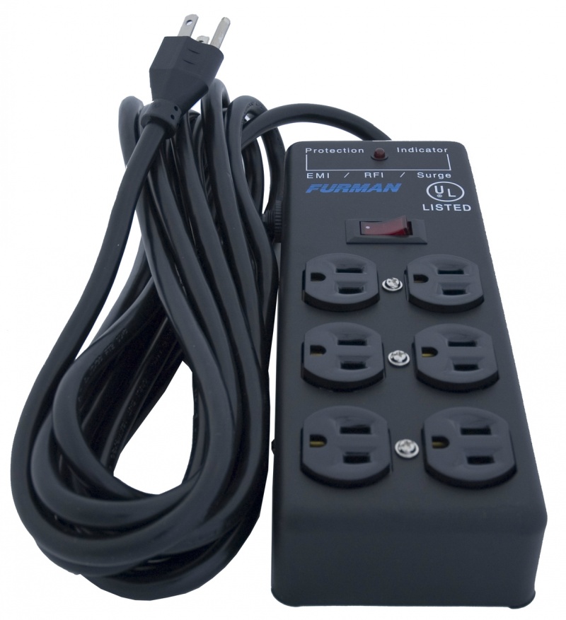 Furman 15A Ac Surge Strip 6 Outlet 2X3 Block, Metal Chassis, 15 Ft Cord