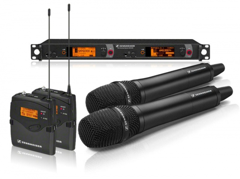 Sennheiser Dual Channel Contractor System: (2) Sk 2000Xp Bodypacks, (2) Skm 2000Xp Handheld With Neumann Kk 205 Supercardioid Capsules, Black; (1) Em 2050 Dual Channel Recevier. Frequency Range Bw (626 / 698 Mhz)