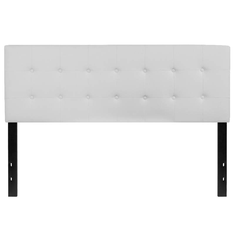 Lennox Tufted Upholstered Queen Size Headboard In White Vinyl