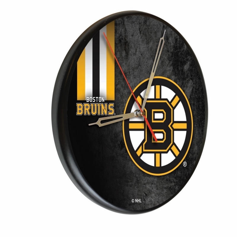 Boston Bruins 13" Solid Wood Clock By Holland Bar Stool Co