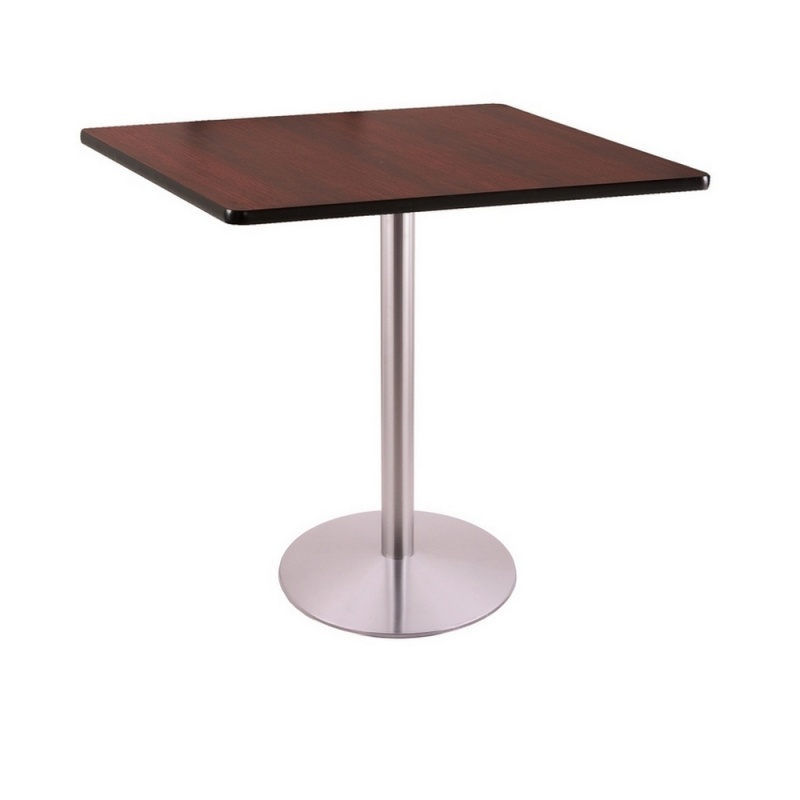 36" Tall Counter Height 214 Table With A Stainless Finish, 22" Diameter Round Footed Base And A Square Reversable (Black Or Dark Cherry) Top, Top Size: 36 X 36 Inch - Square