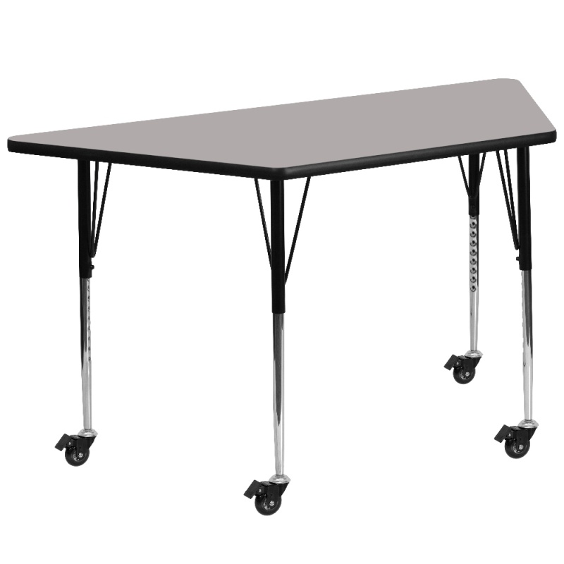 Wren Mobile 22.5''W X 45''L Trapezoid Grey Hp Laminate Activity Table - Standard Height Adjustable Legs