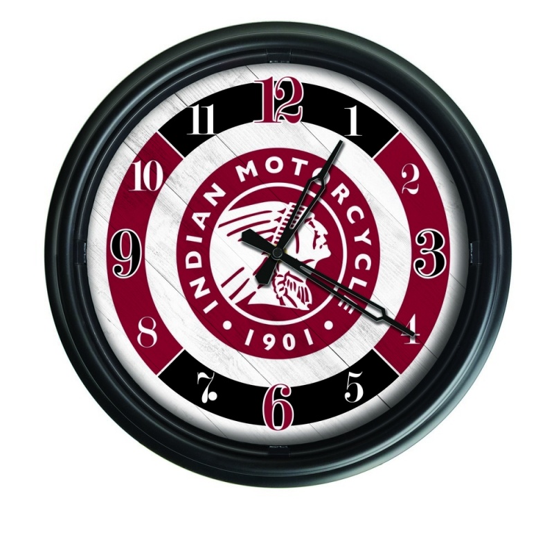 Indian Motorcycle (Head) Indoor/Outdoor Led Wall Clock By Holland Bar Stool