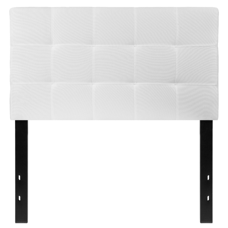 Bedford Tufted Upholstered Twin Size Headboard In White Fabric