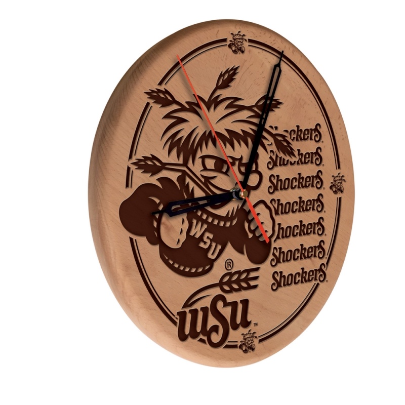 Wichita State Laser Engraved Wood Clock By The Holland Bar Stool Co