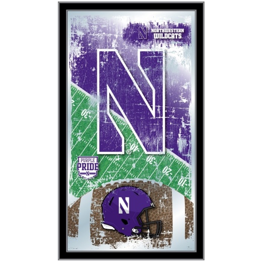 Northwestern 15" X 26" Football Mirror By Holland Bar Stool Company
