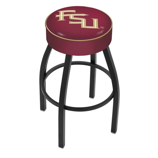 L8b1 4" Florida State (Script) Cushion Seat With Black Wrinkle Base Swivel Bar Stool By Holland Bar Stool Company