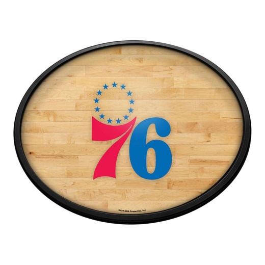 Philadelphia 76Ers: Hardwood Oval Slimline Lighted Wall Sign