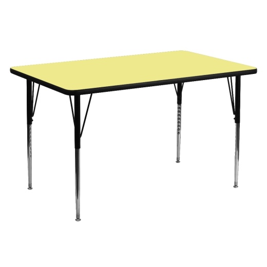 Wren 30''W X 60''L Rectangular Yellow Thermal Laminate Activity Table Standard Height Adjustable Legs