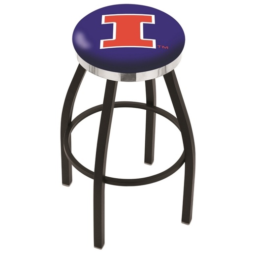 L8b2c Black Wrinkle Illinois Swivel Bar Stool With Chrome Accent Ring By Holland Bar Stool Company