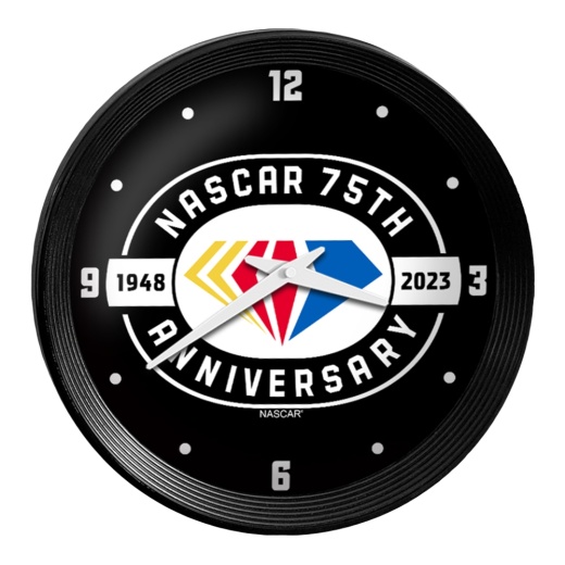 Nascar: 75Th Anniversary Ribbed Frame Wall Clock