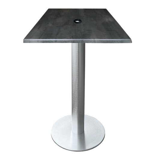 Indoor/Outdoor 36" Tall Od219 Brushed Aluminum Table Base With 18" Diameter Foot And 30" X 30" Square Endurotop Table Top With Umbrella Hole By Hbs