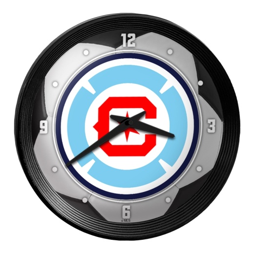 Chicago Fire: Soccer Ball Ribbed Frame Wall Clock