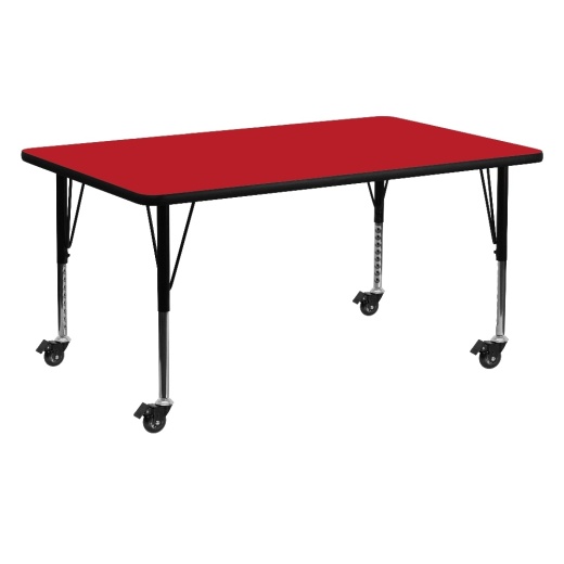 Wren Mobile 24''W X 60''L Rectangular Red Hp Laminate Activity Table Height Adjustable Short Legs