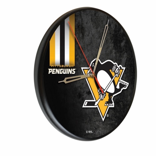 Pittsburgh Penguins 13" Solid Wood Clock By Holland Bar Stool Co