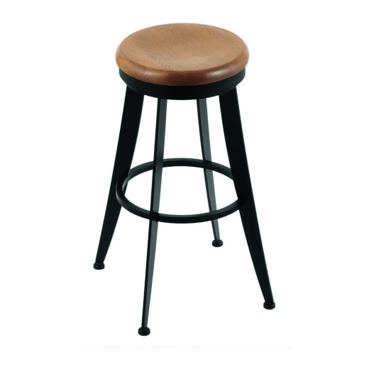 900 Laser 30" Swivel Bar Stool With Black Wrinkle Finish And Medium Oak Seat