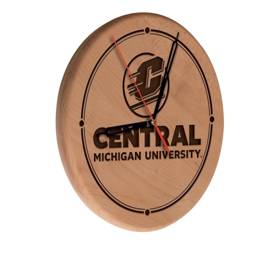 Central Michigan Laser Engraved Wood Clock By The Holland Bar Stool Co