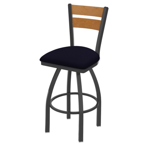 832 Thor Swivel Stool With Pewter Finish, Medium Back And Canter Twilight Seat