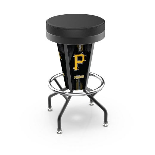 L5000 Pittsburgh Pirates 30" Lighted Bar Stool With Black Wrinkle Finish By Holland Bar Stool Co