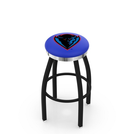 L8b2c Black Wrinkle Depaul Swivel Bar Stool With Chrome Accent Ring By Holland Bar Stool Company