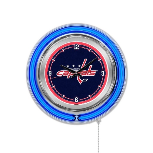 Washington Capitals Double Neon Ring, Logo Clock By Holland Bar Stool Company