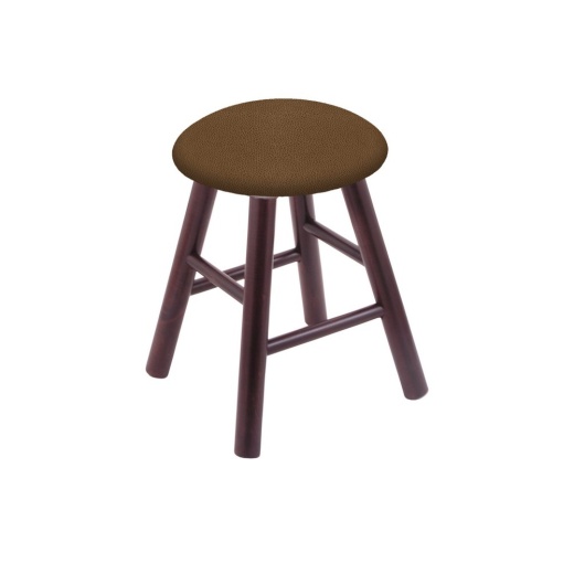 Maple Round Cushion Swivel Stool With Smooth Legs, Dark Cherry Finish, And Rein Thatch Seat