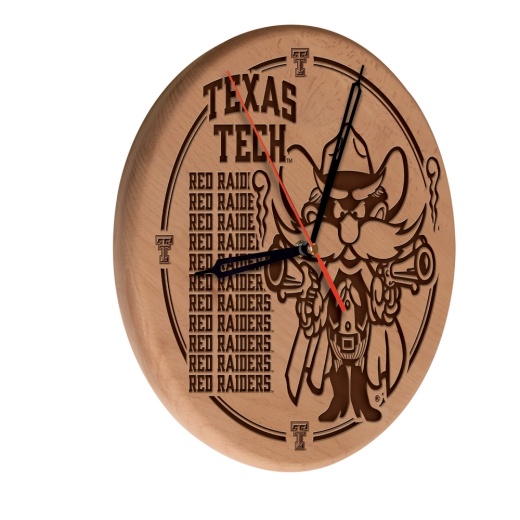 Texas Tech Laser Engraved Wood Clock By The Holland Bar Stool Co