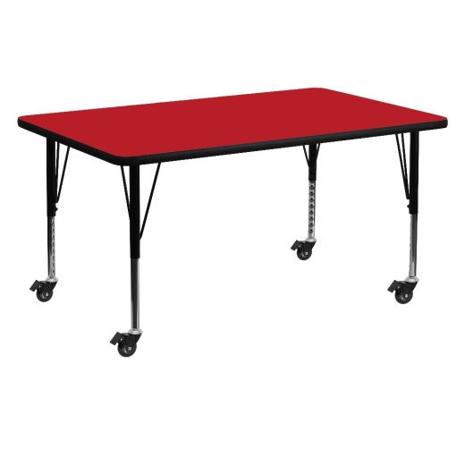Wren Mobile 30''W X 60''L Rectangular Red Hp Laminate Activity Table Height Adjustable Short Legs