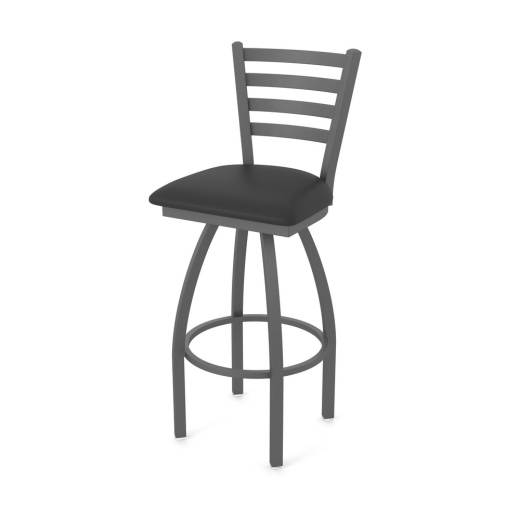 410 Jackie Swivel Stool With Pewter Finish And Black Vinyl Seat